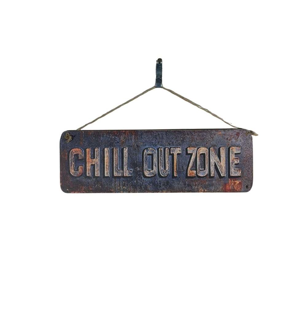 Vintage Style Wooden Sign “Chill Out Zone” with Rustic Vibes 12X4 Inches